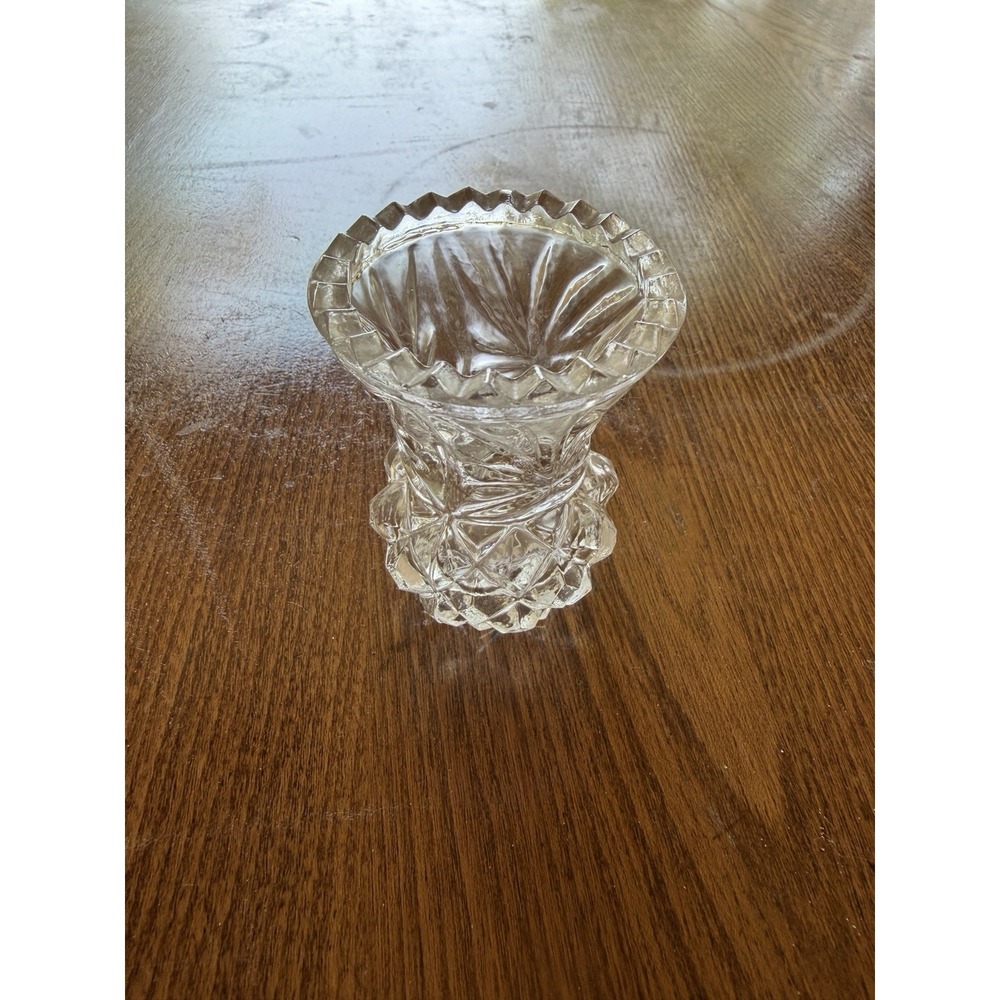 Vintage Kristal Zajecar Crystal Toothpick Holder Mini Bud Vase Yugoslavia 2.5"